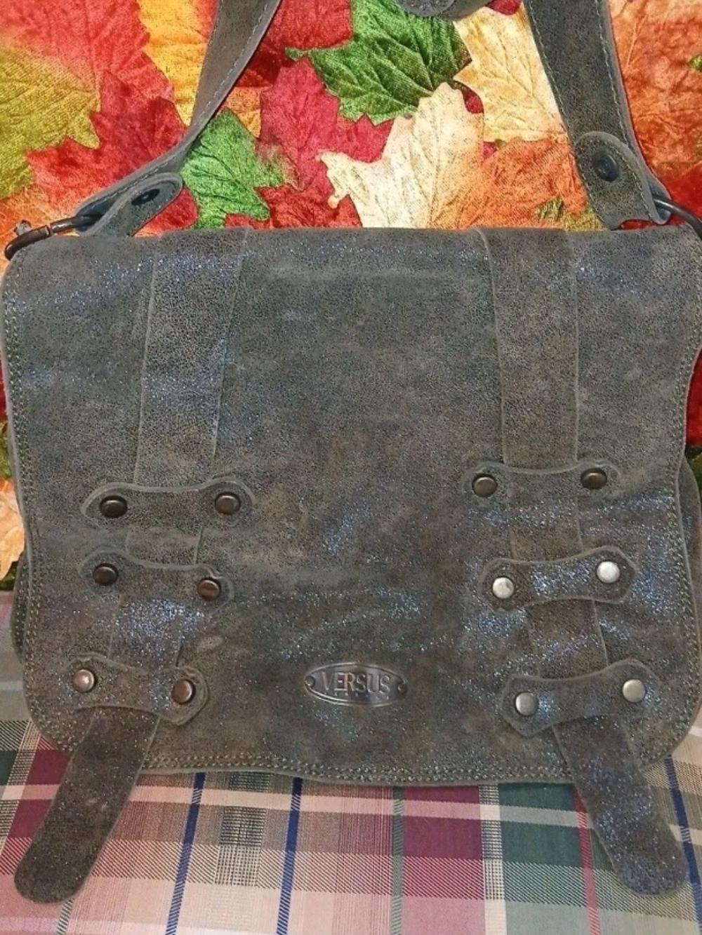 Gianni Versace, Versus branded messenger bag in Versace Glitter Leather purse
